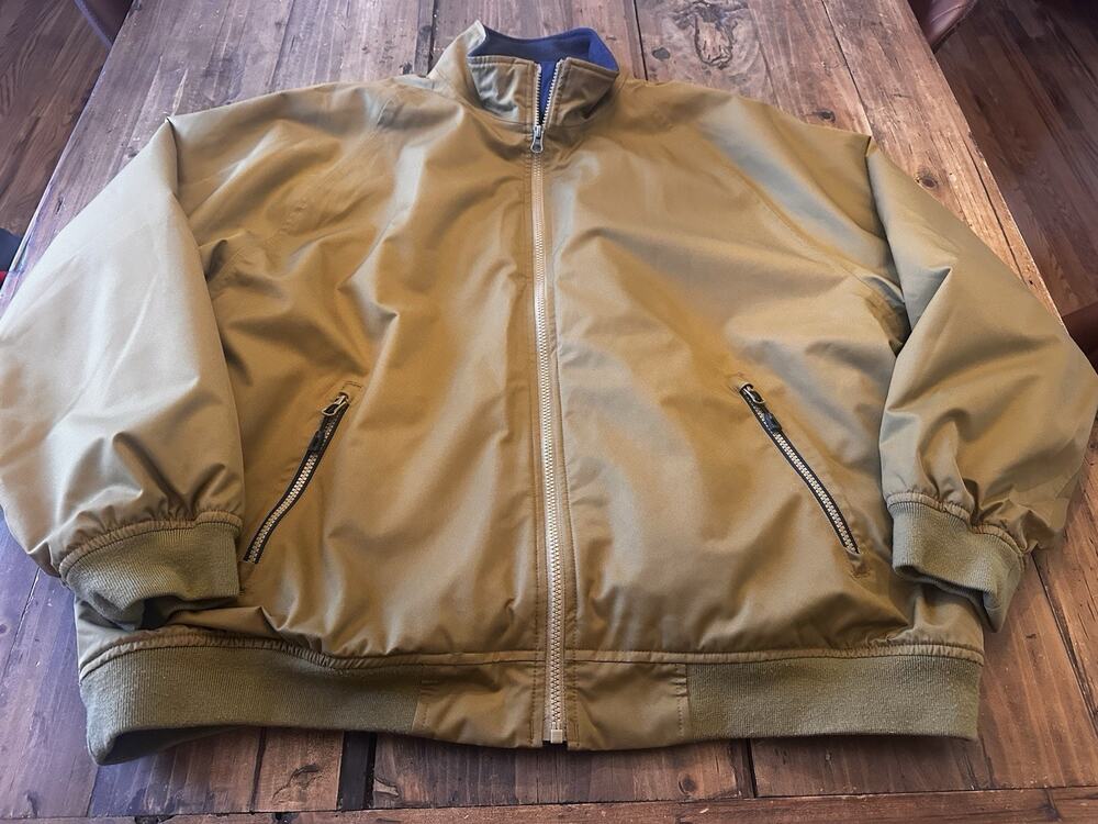 Orvis Size XL Men’s Bomber Jacket Coat Beige Fleece Lined Pockets